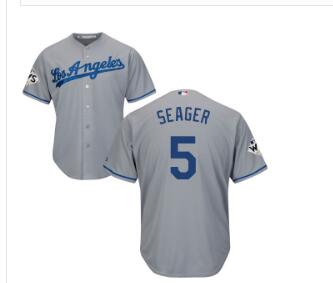 Men's Los Angeles Dodgers #5 Corey Seager Grey New Cool Base 2017 World Series Bound Stitched MLB Jersey