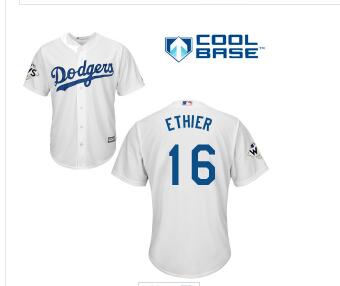 Men's Los Angeles Dodgers #16 Andre Ethier White New Cool Base 2017 World Series Bound Stitched MLB Jersey