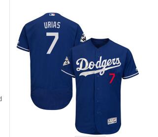 Men's Los Angeles Dodgers #7 Julio Urias Blue Flexbase Authentic Collection 2017 World Series Bound Stitched MLB Jersey