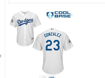 Men's Los Angeles Dodgers #23 Adrian Gonzalez White New Cool Base 2017 World Series Bound Stitched MLB Jersey