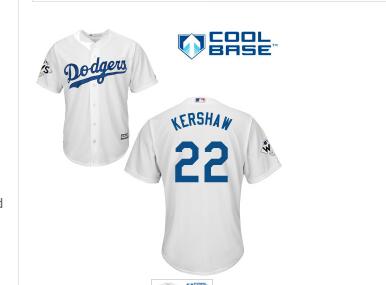 Men's Los Angeles Dodgers #22 Clayton Kershaw White New Cool Base 2017 World Series Bound Stitched MLB Jersey