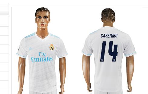 2017-2018 Real Madrid club CASEMIRO 14 white men soccer jerseys