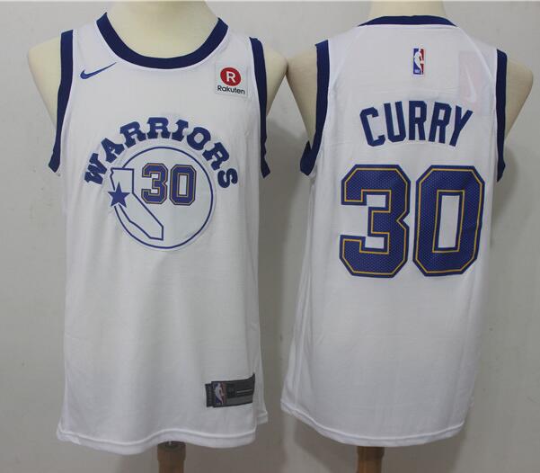 Men's Golden State Warriors #30 Stephen Curry White 2017-2018 Nike Throwback Stitched NBA Jersey