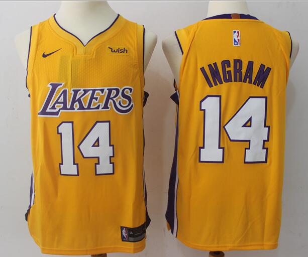 Nike Los Angeles Lakers 14 Brandon Ingram yellow men nba basketball jerseys