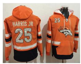 Nike Denver Broncos #25 Chris Harris Jr Orange Navy Blue Name & Number Pullover NFL Hoodie