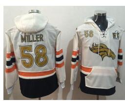 nike Denver Broncos #58 Von Miller White(Gold No.) Name & Number Pullover NFL Hoodie