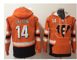 Nike Cincinnati Bengals #14 Andy Dalton Orange Black Name & Number Pullover NFL Hoodie