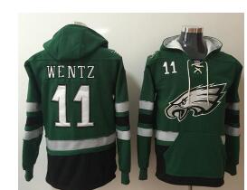 Nike Philadelphia Eagles #11 Carson Wentz Midnight Green Black Name & Number Pullover NFL Hoodie