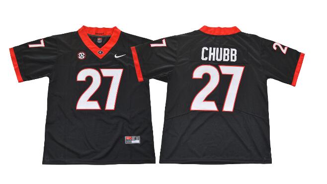 Georgia Bulldogs 27 Nick Chubb men black College ncaa Football Jerseys