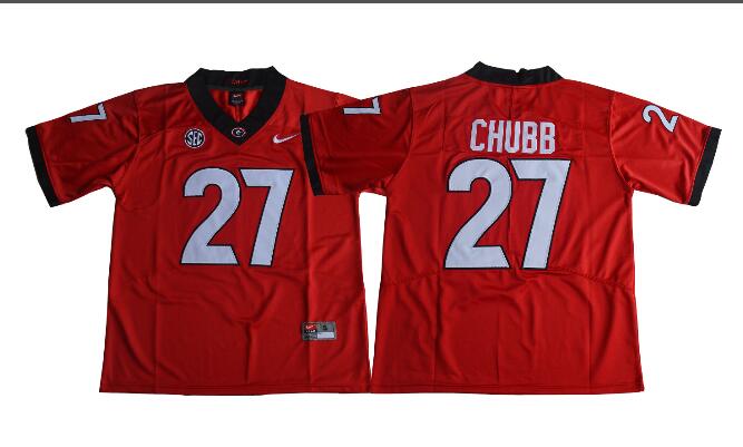 Georgia Bulldogs 27 Nick Chubb men red College ncaa Football Jerseys