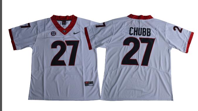 Georgia Bulldogs 27 Nick Chubb men white College ncaa Football Jerseys Georgia Bulldogs 27 Nick Chubb men white College ncaa Football Jerseys