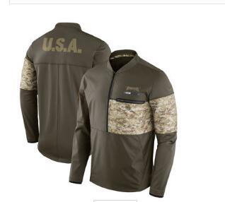 Nike Eagles Olive Salute to Service Sideline Hybrid Half-Zip Pullover Jacket