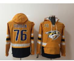 Men's Nashville Predators #76 P. K. Subban NEW Yellow Pocket Stitched NHL Old Time Hockey Hoodie