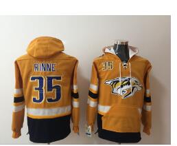 Men's Nashville Predators #35 Pekka Rinne NEW Yellow Pocket Stitched NHL Old Time Hockey Hoodie