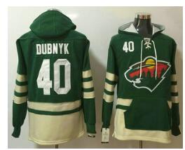 Men's Minnesota Wild #40 Devan Dubnyk Green Pocket Stitched NHL Old Time Hockey Pullover Hoodie