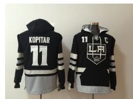 Men's Los Angeles Kings #11 Anze Kopitar NEW Black Pocket Stitched NHL Old Time Hockey Hoodie