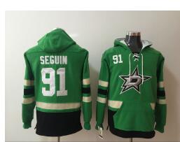 Men's Dallas Stars #91 Tyler Seguin NEW Green Pocket Stitched NHL Old Time Hockey Hoodie