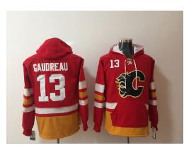 Men's Calgary Flames #13 Johnny Gaudreau NEW Red Pocket Stitched NHL Old Time Hockey Hoodie