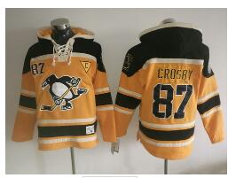 Men's Pittsburgh Penguins #87 Sidney Crosby 2016 NEW Yellow Stitched NHL Old Time Hockey Hoodie