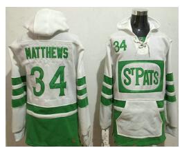 Men's Toronto Maple Leafs #34 Auston Matthews White 2017 St. Patrick's Day Green Stitched NHL Old Tim Hockey Hoodie