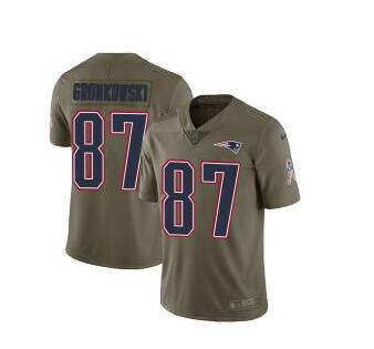 Nike New England Patriots #87 Rob Gronkowski Olive Men's Stitched NFL Limited 2017 Salute To Service