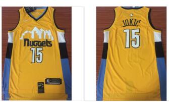 New Nike DENWER #15 JOKIC stiched NBA Jerseys Yellow