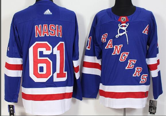 Adidas Men New York Rangers Rick Nash 61 Blue NHL Jerseys