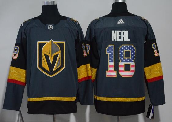 Adidas Golden Knights #18 James Neal Grey Home Mne USA Flag Stitched NHL Jersey