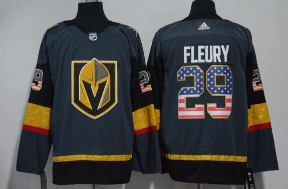 Vegas Golden Knights #29 Marc-Andre Fleury Steel Grey 2017-2018 adidas Hockey Flag Stitched NHL Jersey