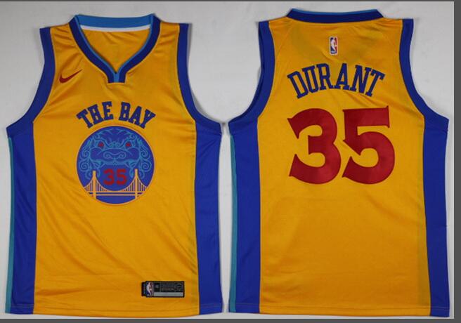 2018 New Men City Kevin Durant  Basketball jersey Gold Color