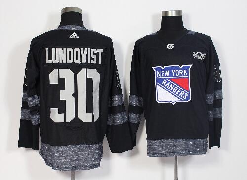 Men's New York Rangers 100th Anniversary #30 Henrik Lundqvist Stitched Hockey NHL Jersey