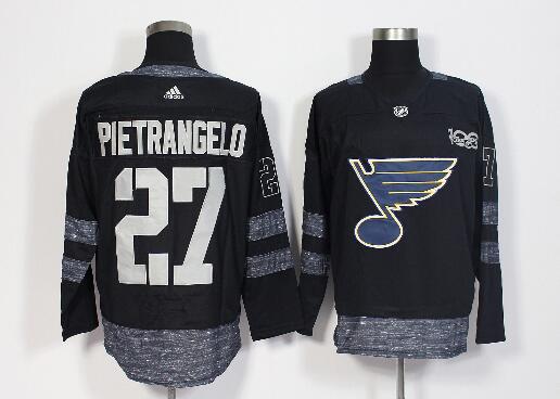 Blues #27 Alex Pietrangelo Black 1917-2017 100th Anniversary Stitched NHL Jersey