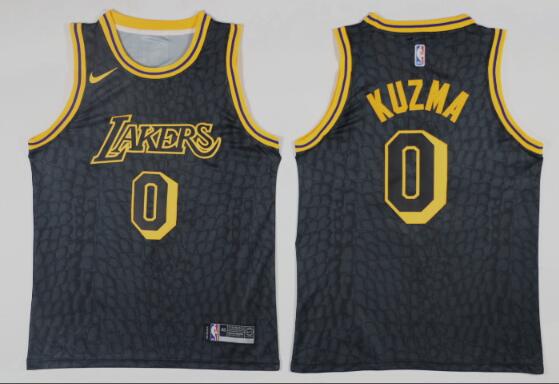 Men's 2017-2018 Los Angeles Lakers #0 Kyle Kuzma Blue Black Nike NBA jersey