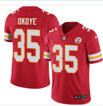 Nike Kansas City Chiefs #35 Christian Okoye Red Team Color Men's Stitched NFL Vapor Untouchable Limited Jersey