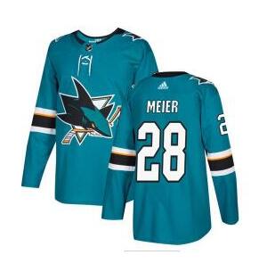 Custom Adidas Sharks #28 Timo Meier Teal Home Authentic Stitched NHL Jersey