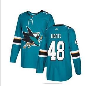 Adidas Sharks #48 Tomas Hertl Teal Home Authentic Stitched NHL Jersey