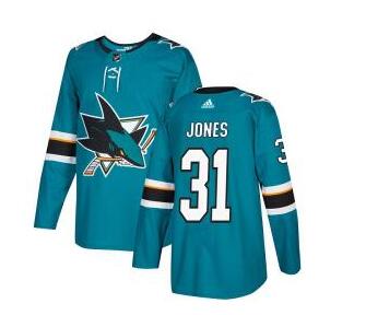 Adidas Sharks #31 Martin Jones Teal Home Authentic Stitched NHL Jersey