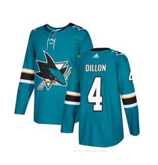 Adidas Sharks #4 Brenden Dillon Teal Home Authentic Stitched NHL Jersey