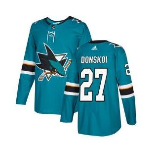 Adidas Sharks #27 Joonas Donskoi Teal Home Authentic Stitched NHL Jersey