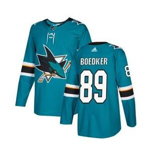 Adidas Sharks #89 Mikkel Boedker Teal Home Authentic Stitched NHL Jersey