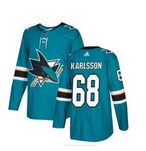 Adidas Sharks #68 Melker Karlsson Teal Home Authentic Stitched NHL Jersey