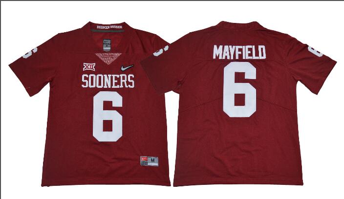 Men Oklahoma Sooners 6 Baker Mayfield red NCAA college Football Jerseys