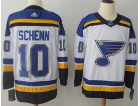 Adidas Blues #10 Brayden Schenn White Road Authentic Stitched NHL Jersey