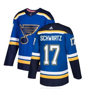 Men's Adidas St. Louis Blues #17 Jaden Schwartz Blue Home Authentic Stitched NHL Jersey