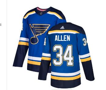 Men's Adidas St. Louis Blues #34 Jake Allen Blue Home Authentic Stitched NHL Jersey