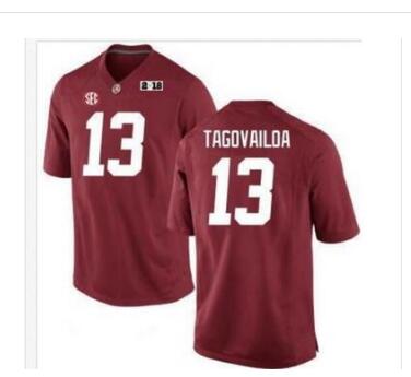 Alabama Crimson Tide Men 13 Tua Tagovailoa  Football Jersey with Nike Patch