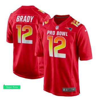 Men's AFC Tom Brady Nike Red 2018 Pro Bowl Game Jersey