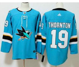 Men's San Jose Sharks #19 Joe Thornton Teal Blue 2017-2018 Hockey Stitched NHL Jersey