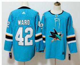 Men's San Jose Sharks #42 Joel Ward Teal Blue 2017-2018 Hockey Stitched NHL Jersey