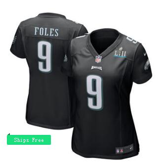 Women's Philadelphia Eagles Nick Foles Nike Black Super Bowl LII Bound Patch Game Event Jersey